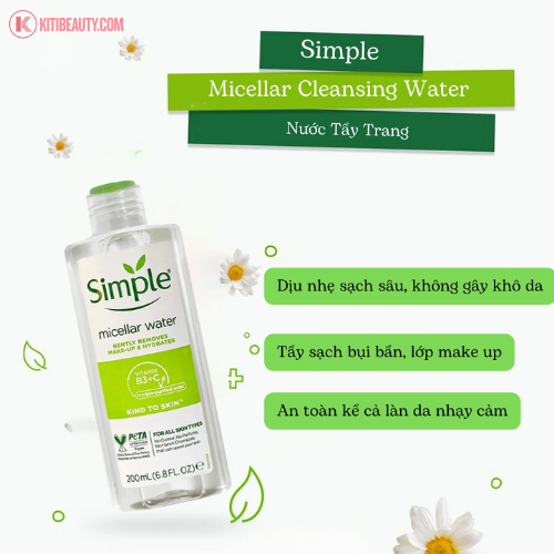 Nước Tẩy Trang Simple Kind To Skin Micellar Cleansing Water 200ml